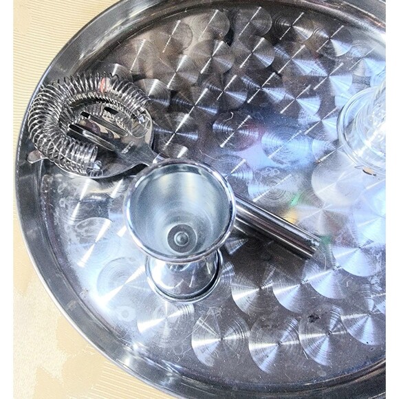Bartending Tools w Silver Tray Cocktail Shaker Strainer Jigger Stirs Bar Spoon - Picture 8 of 16